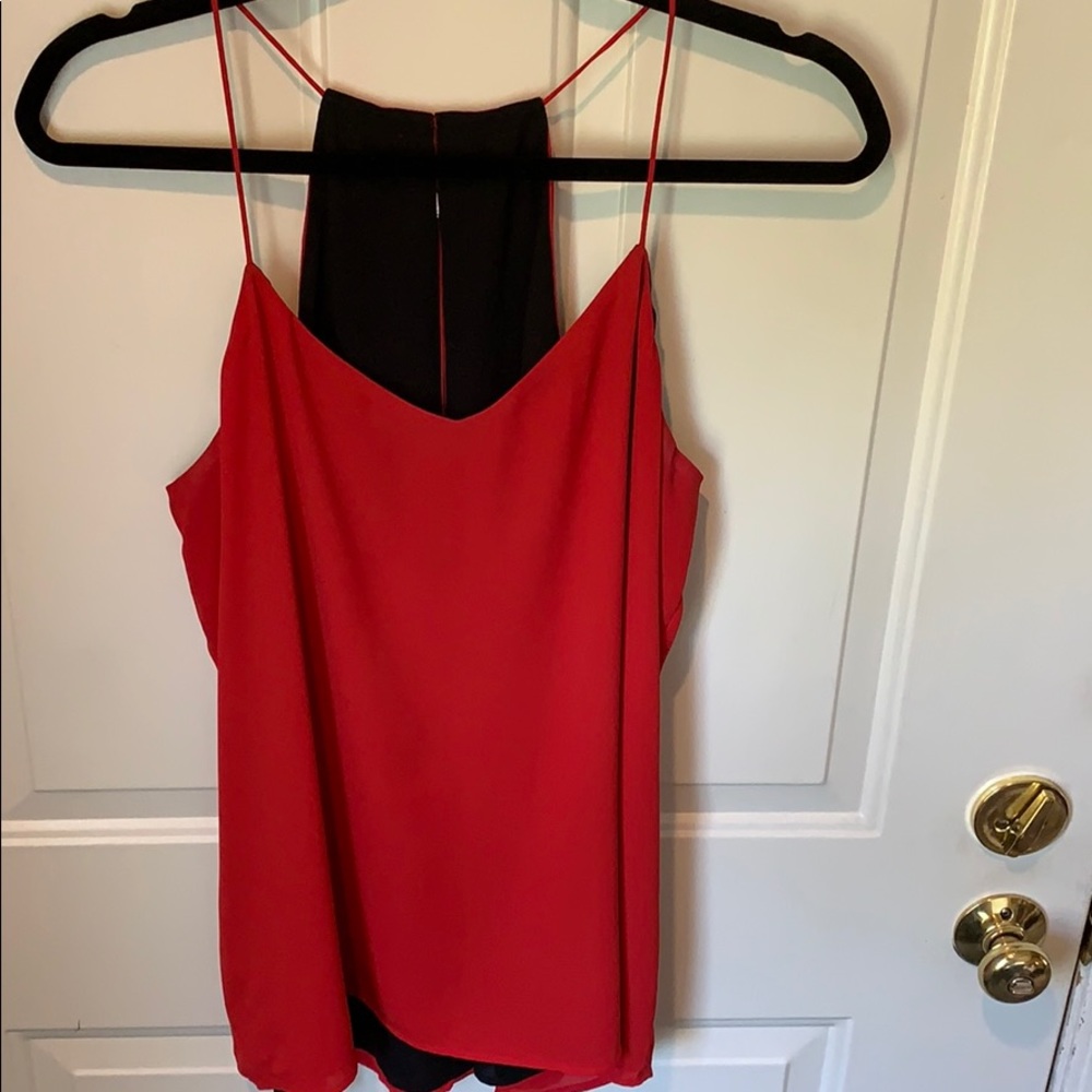 Express reversible tank top in red & black
